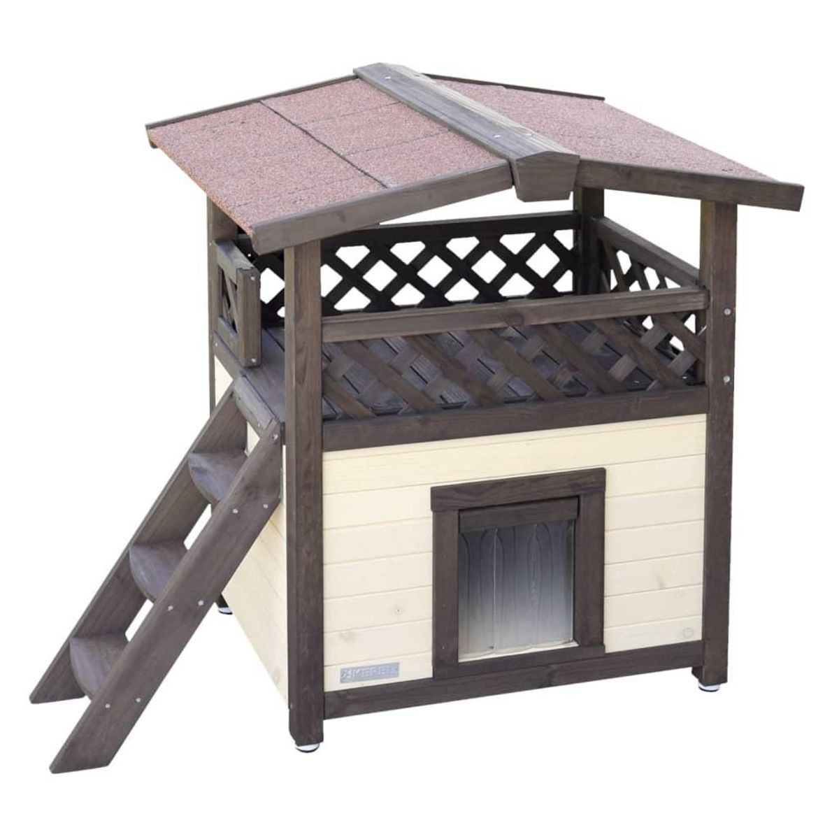 KERBL Kerbl Maison a chat chauffee 4-saisons Deluxe 88x57x77 cm Marron fonce