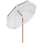 OUTSUNNY Parasol inclinable de jardin Ø 213 cm style vintage franges bleu blanc