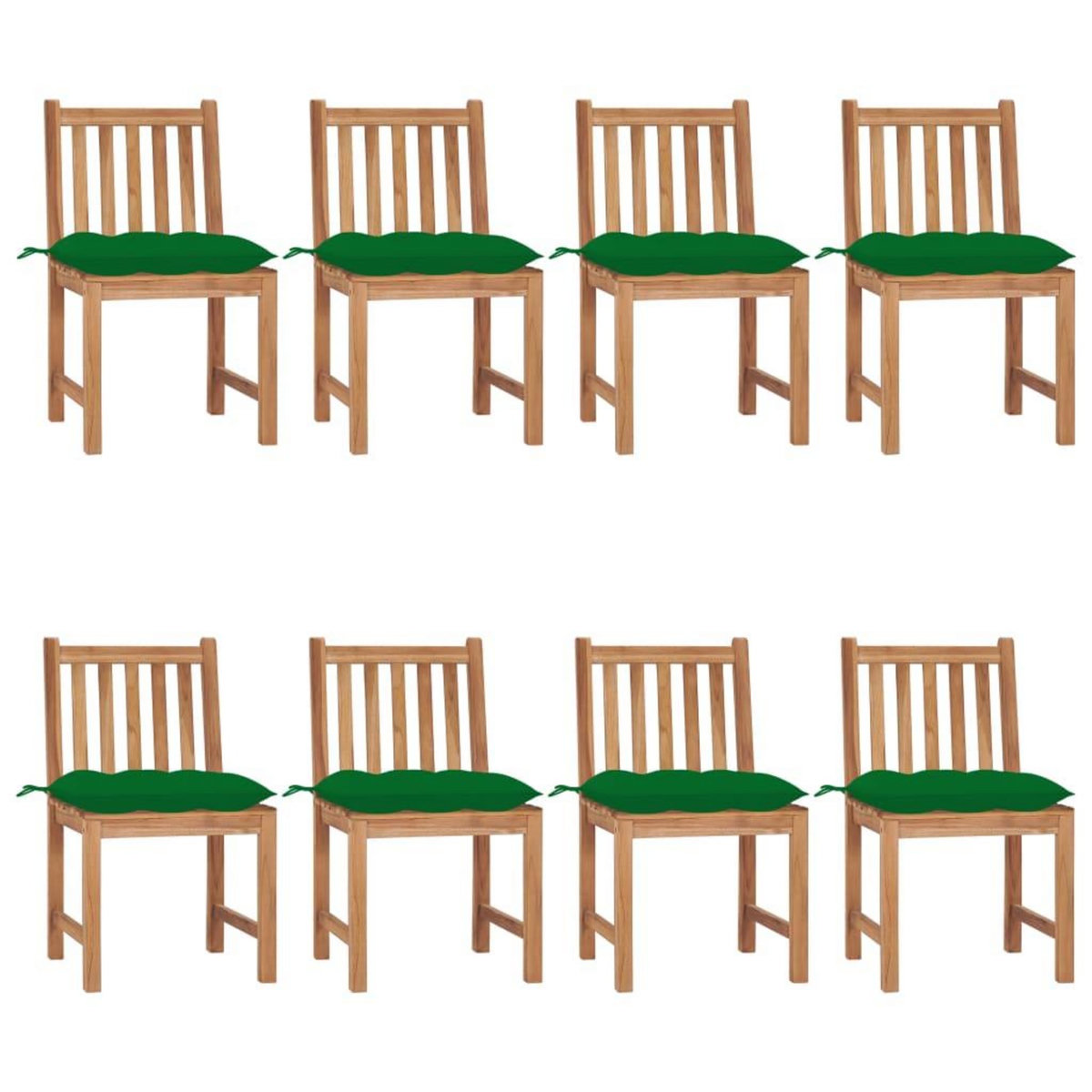 VIDAXL Chaises de jardin lot de 8 avec coussins Bois de teck massif