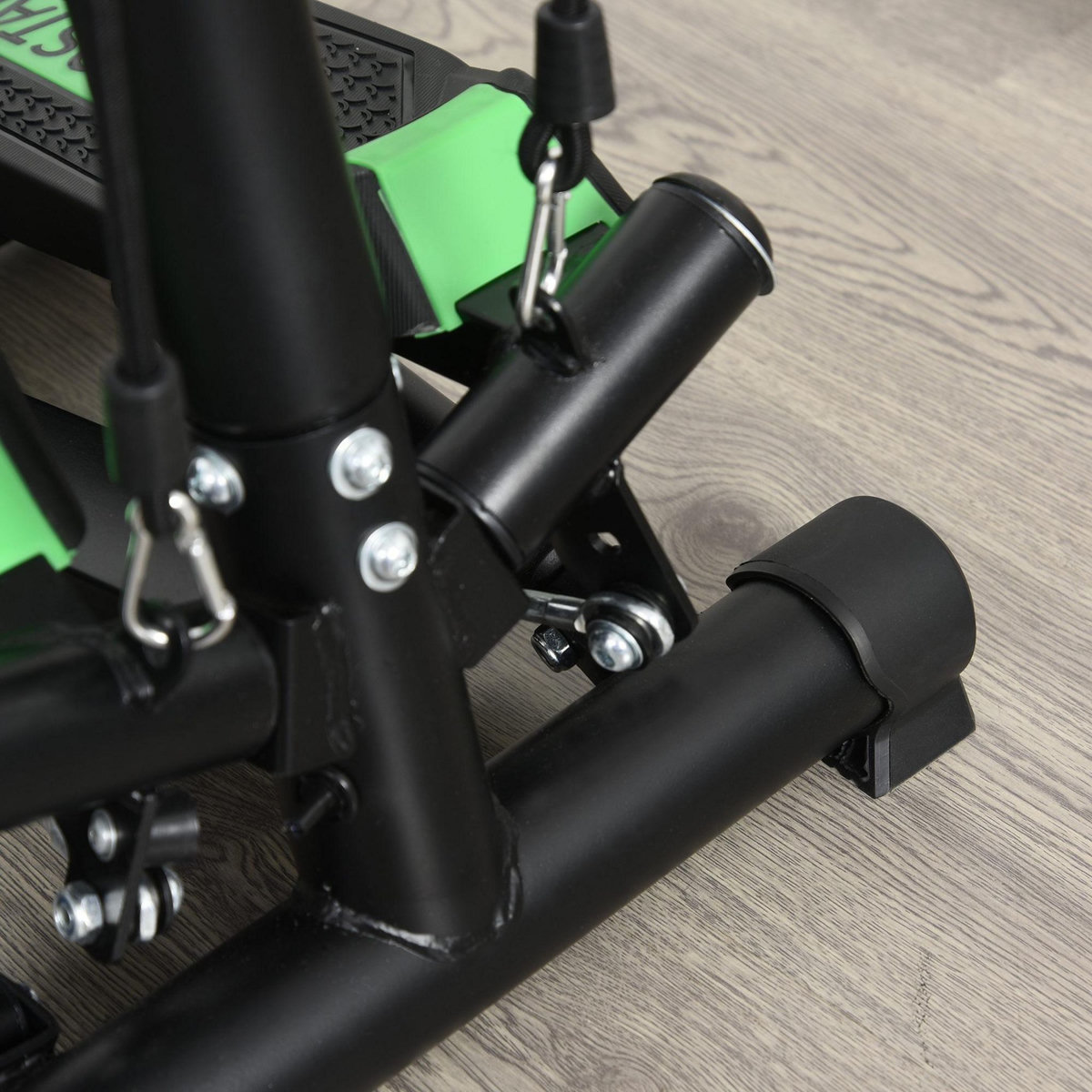 HOMCOM Mini stepper avec guidon, extenseurs, écran LCD multifonction et tapis antidérapant noir et vert