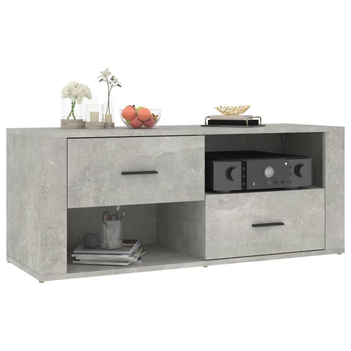 VIDAXL Meuble TV Gris beton 100x35x40 cm Bois d'ingenierie