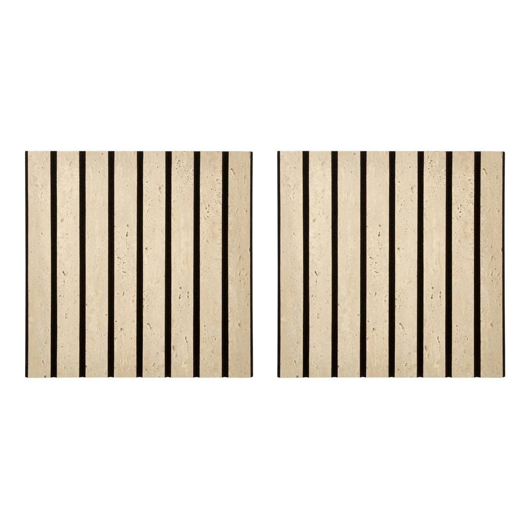 ATMOSPHERA Lot de 2 panneaux acoustiques adhésifs effet travertin  ribo  30x30cm marron