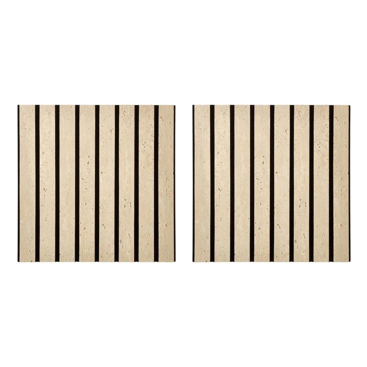 ATMOSPHERA Lot de 2 Panneaux Acoustiques Adhésifs Effet Travertin  Ribo  30x30cm Marron