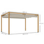 Voir la diapositive 3 : OUTSUNNY Pergola toile rétractable 4 x 3 m alu effet bois tissu polyester beige