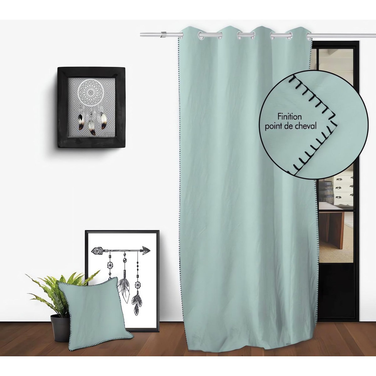 SOLEIL D'OCRE Rideau oeillets en coton lavé 135x250 cm SPIRIT, par Soleil d'Ocre