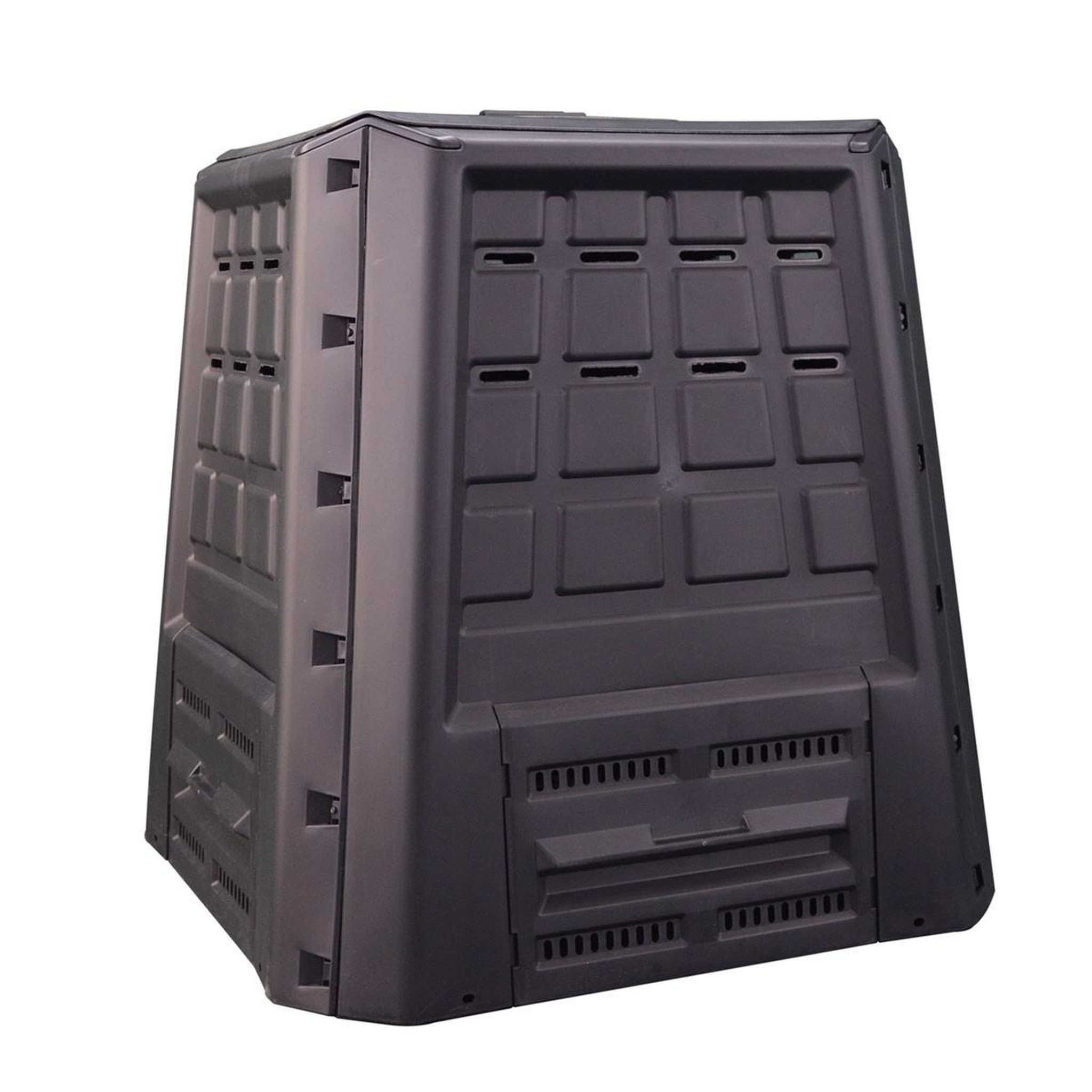 INTEC Composteur de jardin 380l anthracite déchets verts couvercle et trappe d'extraction intec