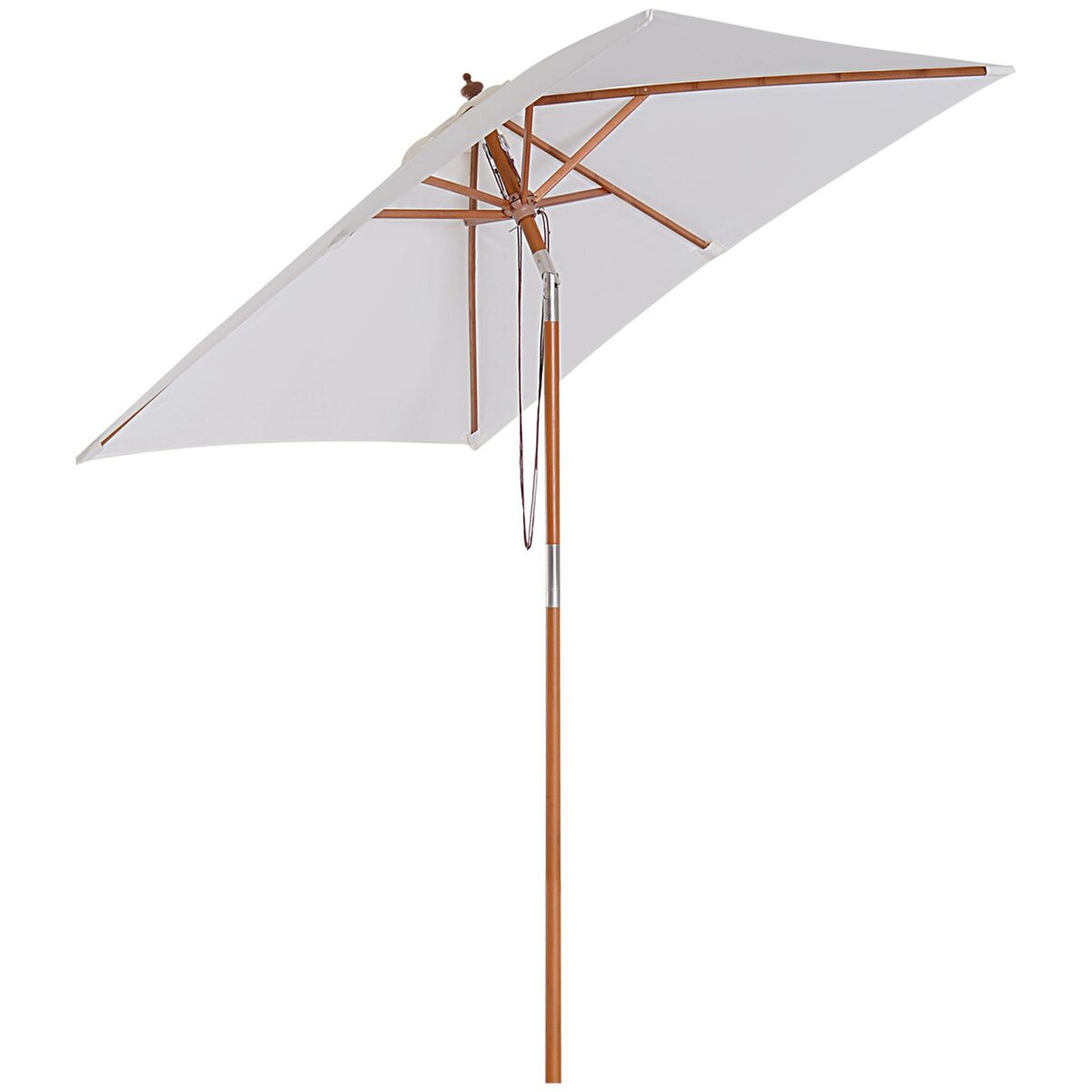 OUTSUNNY Parasol rectangulaire inclinable bois polyester haute densité 2L x 1,5l x 2,3H m crème