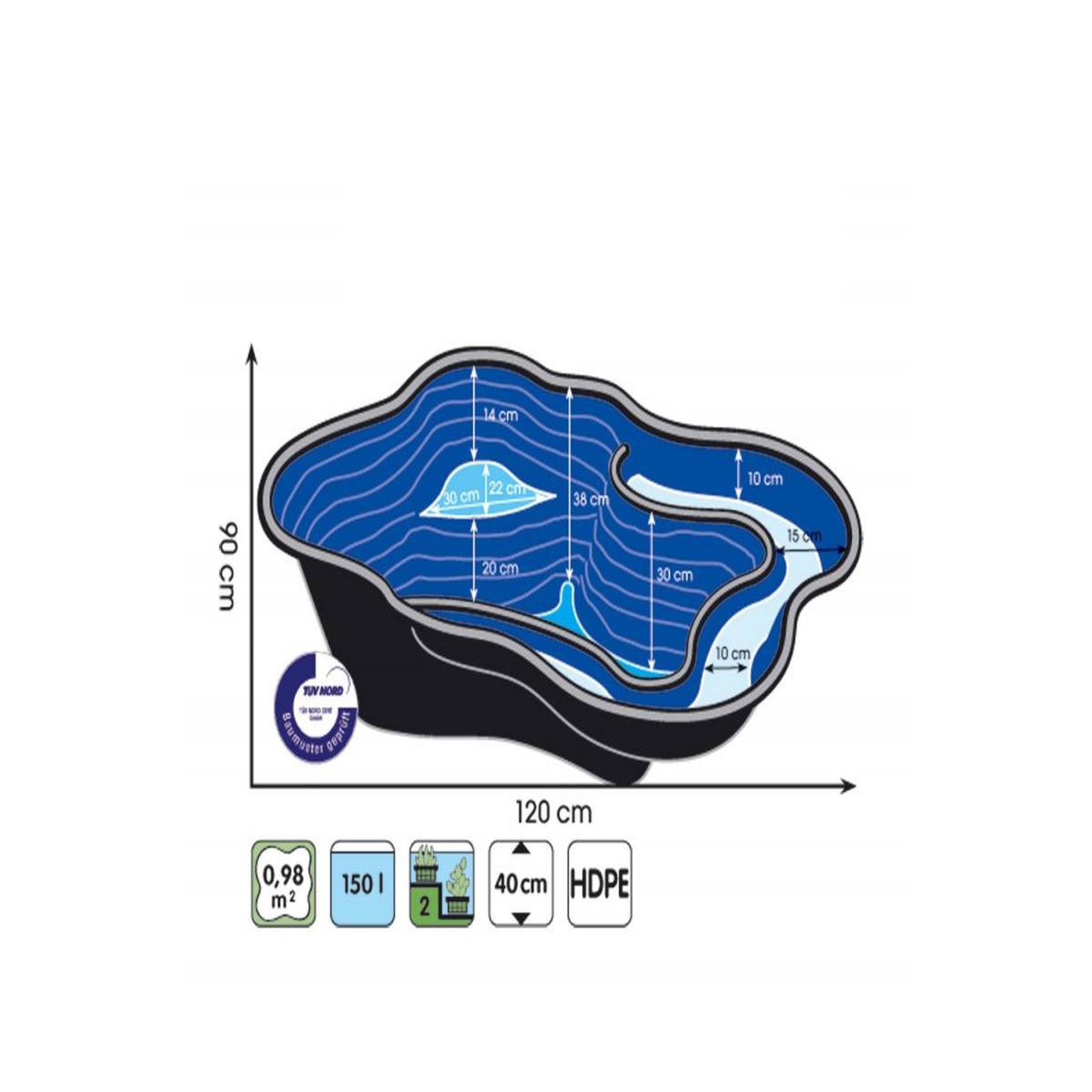Voir la diapositive 4 : Ubbink Bassin préformé Iris SI - 0,98 m² - 150 L