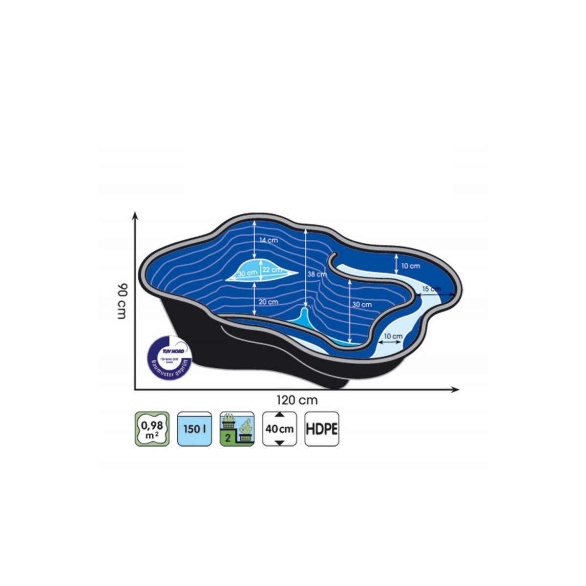 Ubbink Bassin préformé Iris SI - 0,98 m² - 150 L