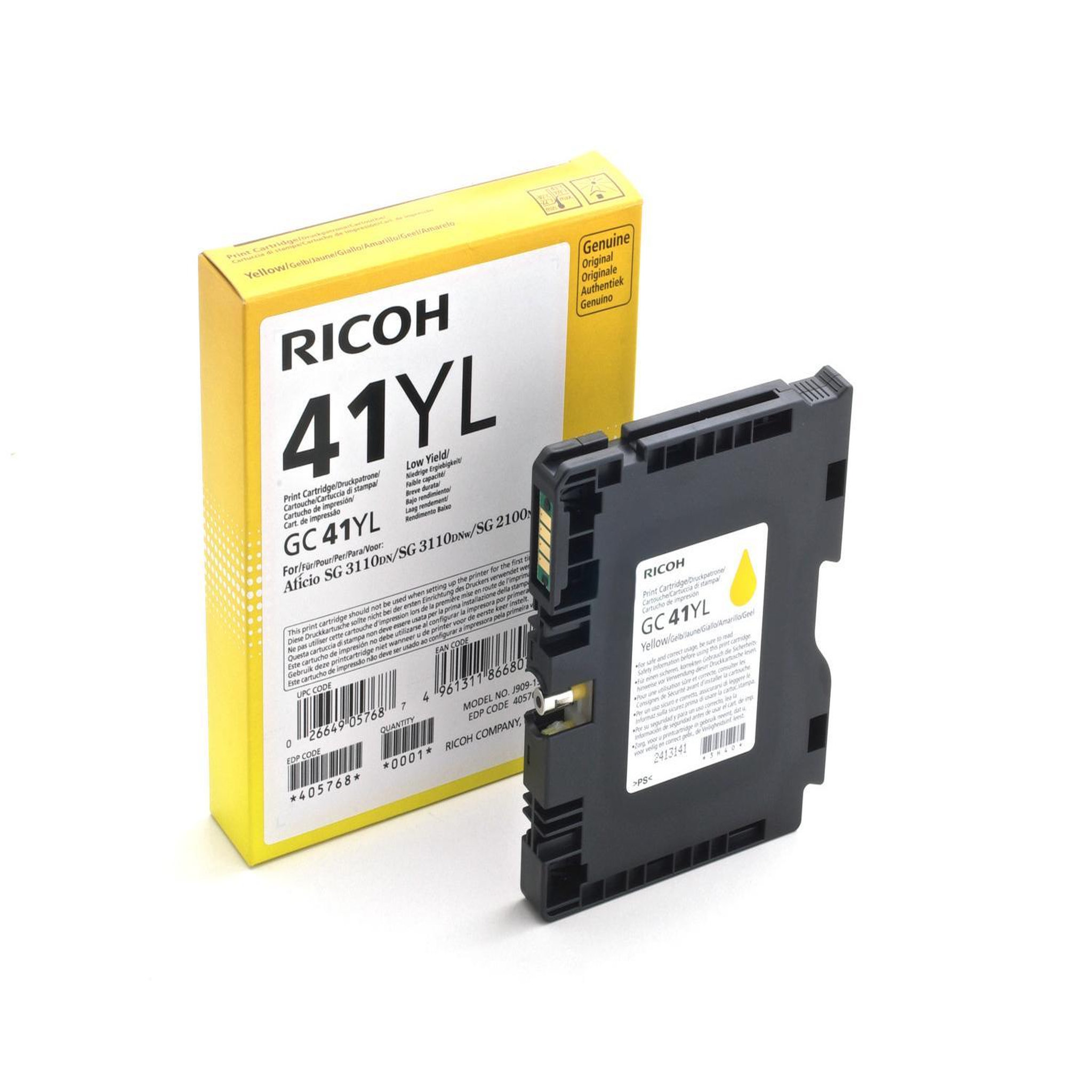 Voir la diapositive 2 : Ricoh Ricoh Cartouche dencre Gel Jaune  GC41YL