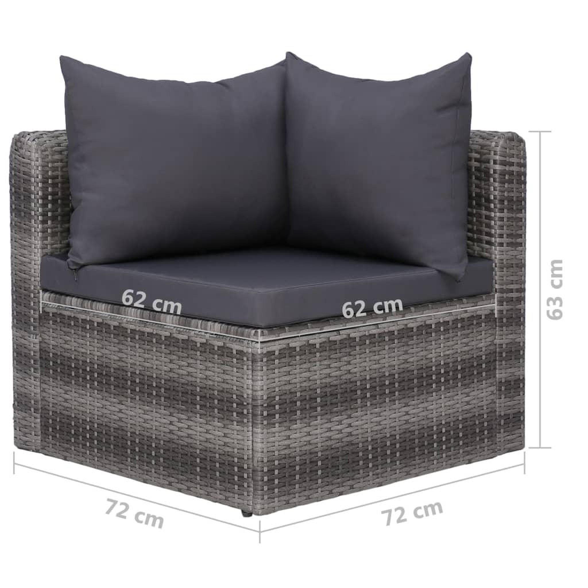 Voir la diapositive 6 : VIDAXL Salon de jardin 9 pcs avec coussins Resine tressee Gris