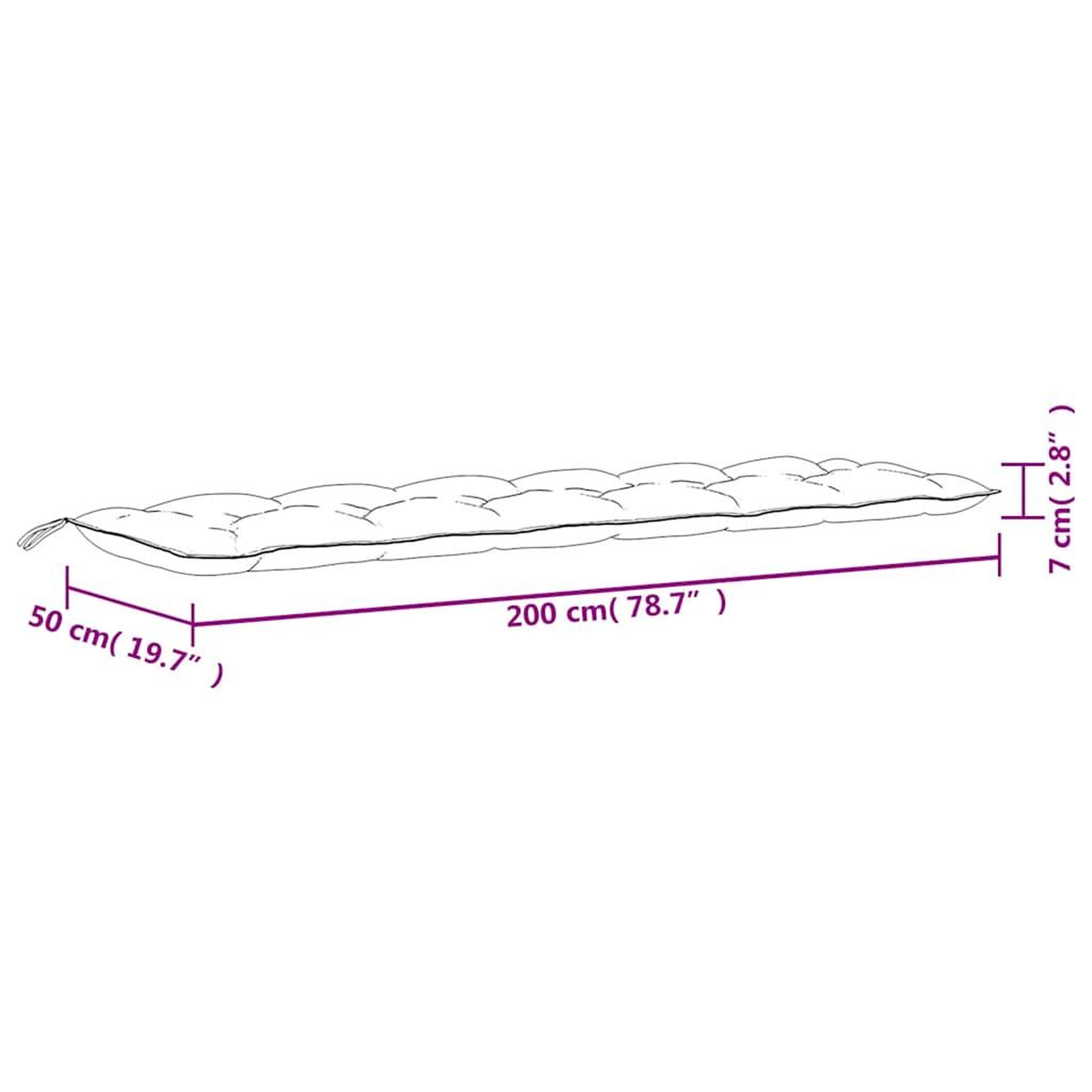 Voir la diapositive 6 : VIDAXL Coussins de banc de jardin lot de 2 rose 200x50x7 cm tissu