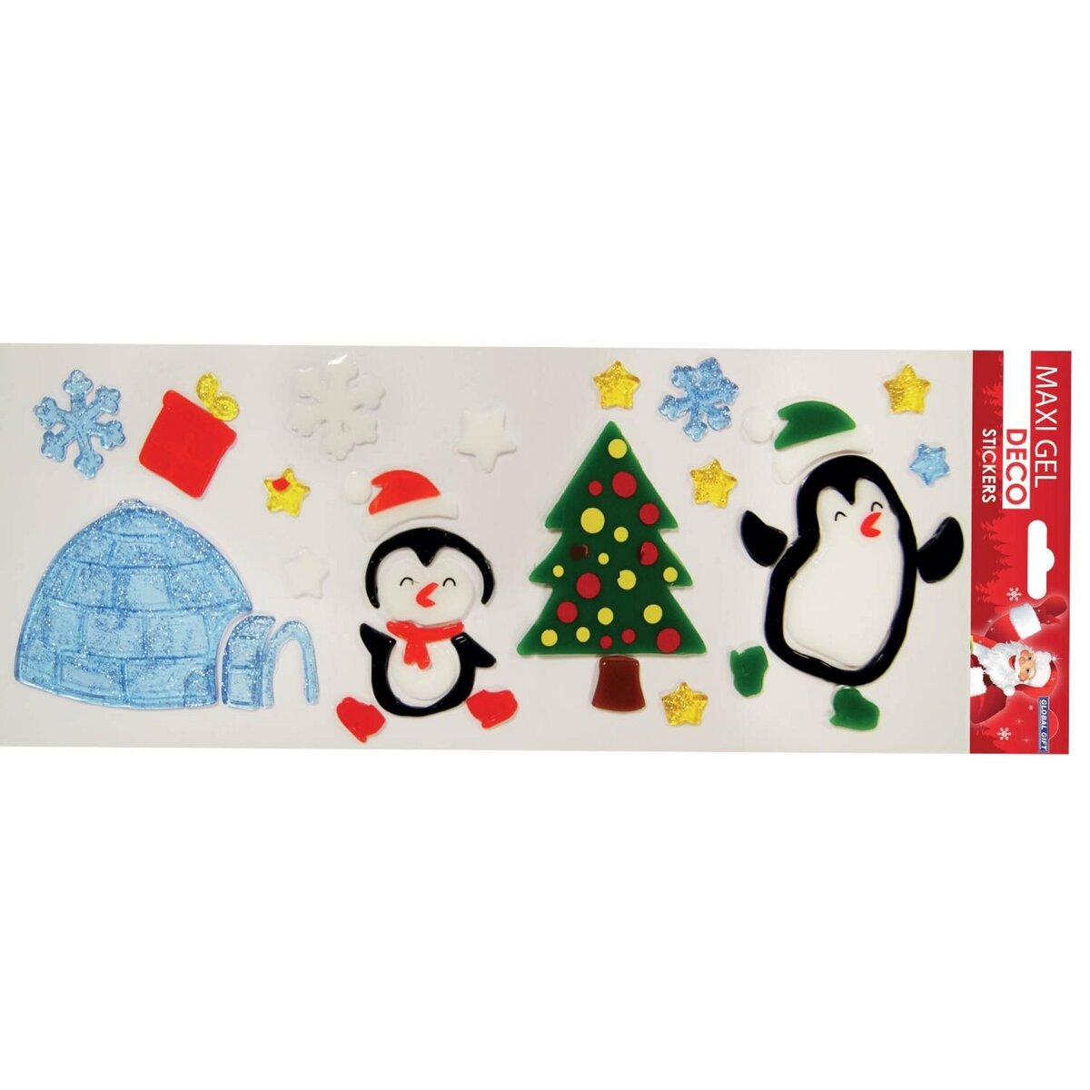  Stickers gel Noël pour fenêtres - Pingouins Patinage