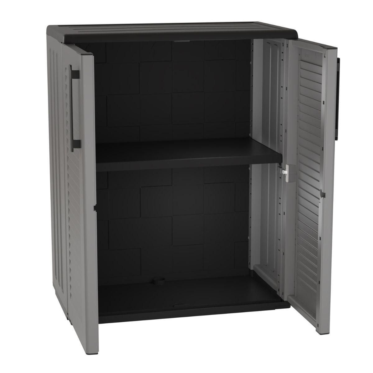 ART PLAST Armoire de Rangement Grise Armoire basse 2 portes Polypropylène - Meuble de rangement 68 x 37 x h84 cm ArtPlast