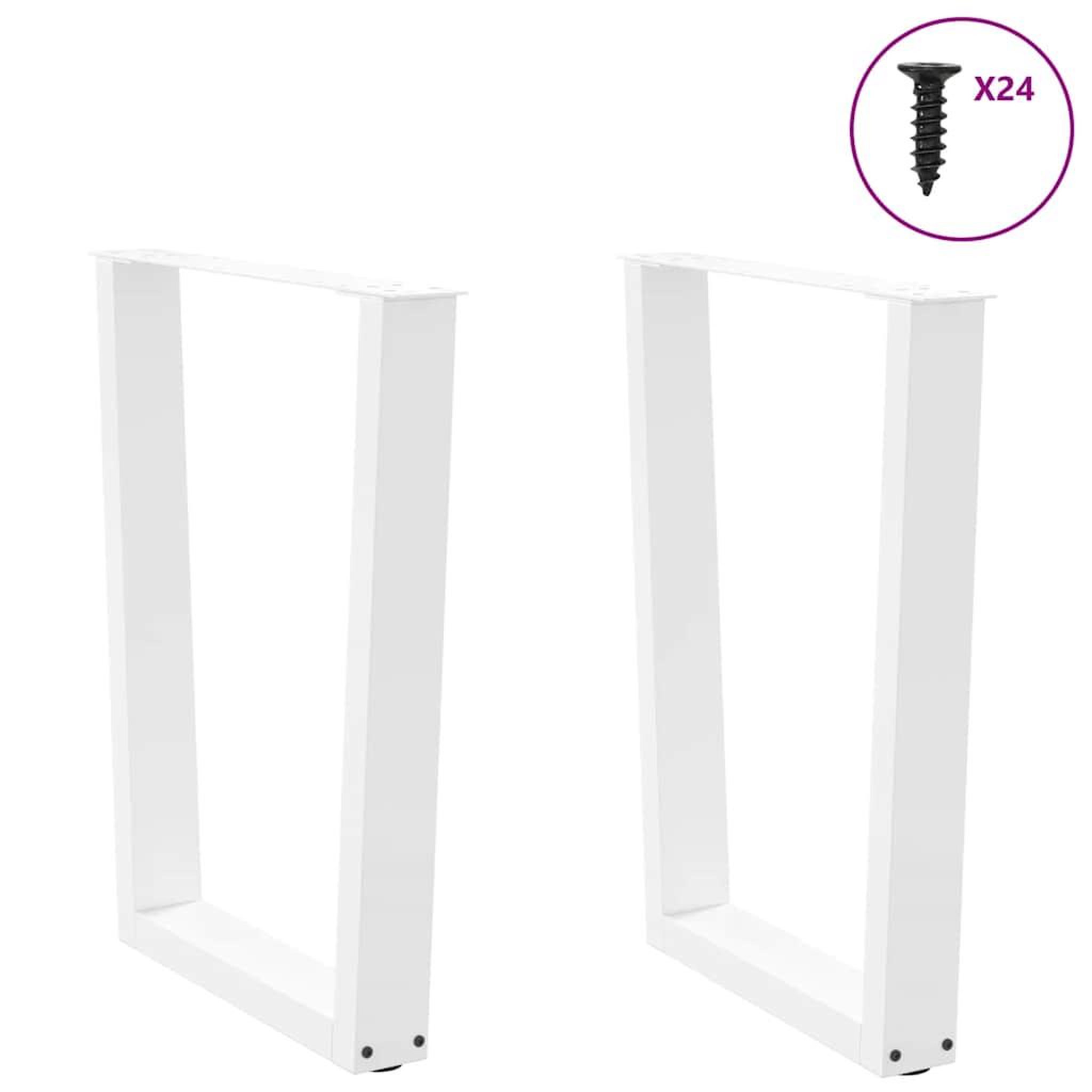 Voir la diapositive 4 : VIDAXL Pieds de table a manger forme V 2pcs blanc 60x(72-73,3)cm acier