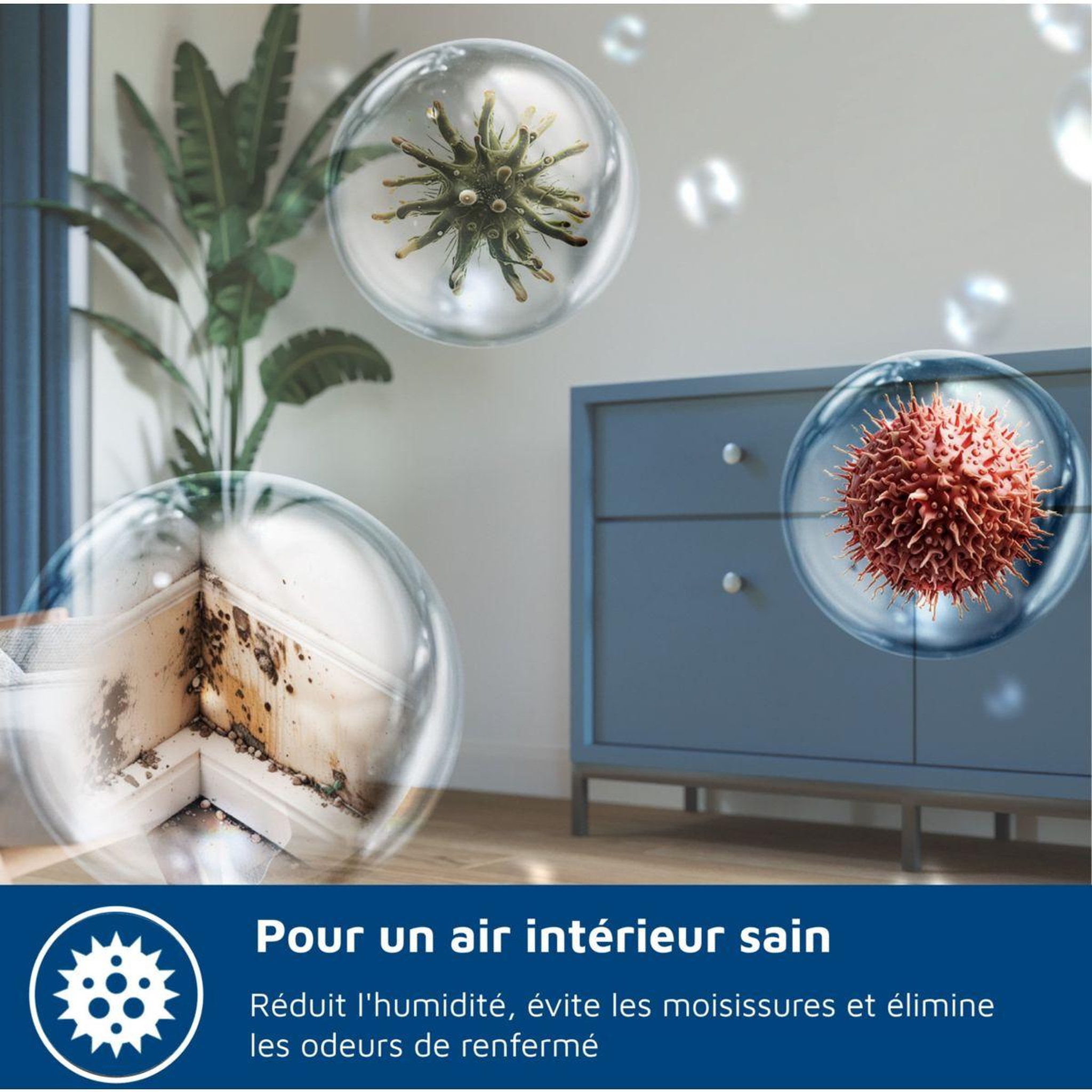 Voir la diapositive 3 : Philips Deshumidificateur de3306/11 série 3000, blanc, 150 m³