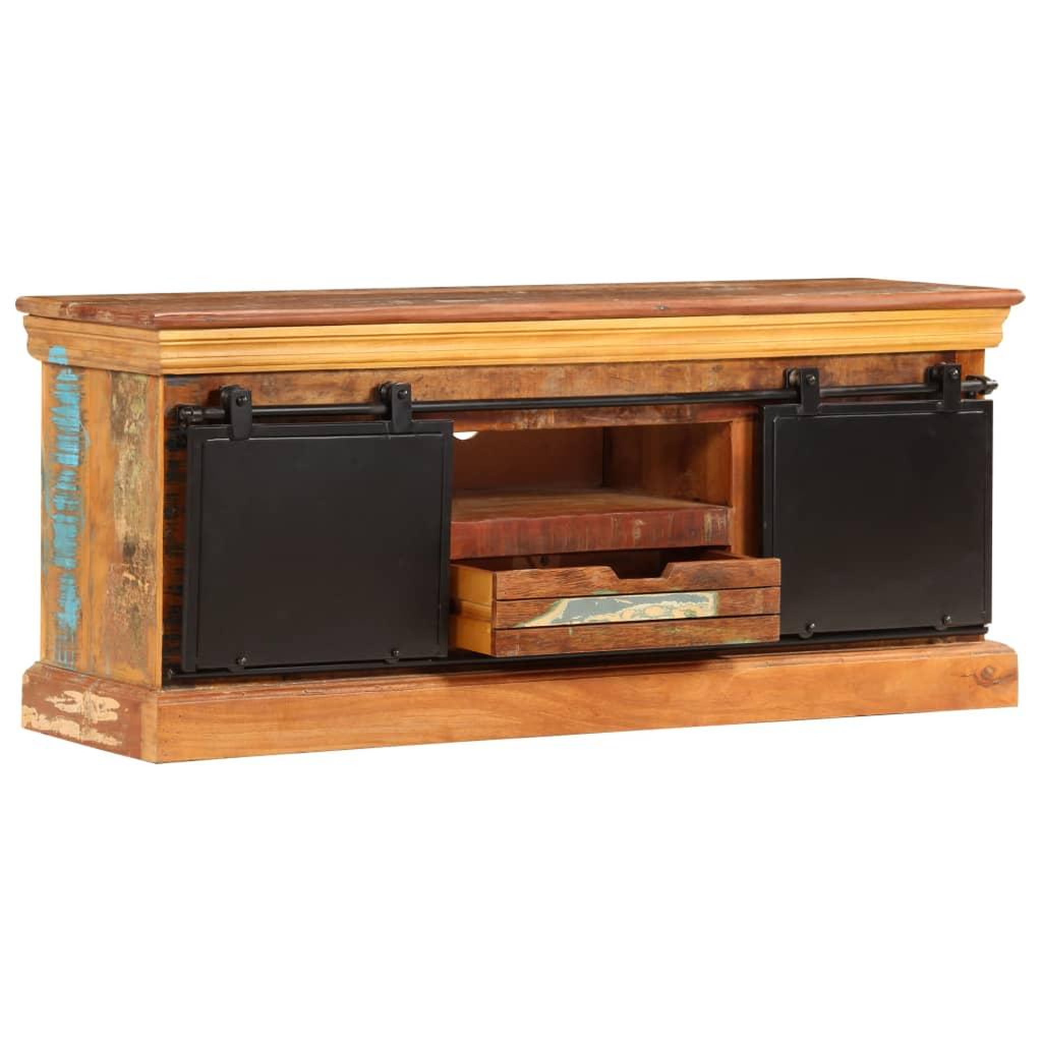 Voir la diapositive 2 : VIDAXL Meuble tv 110 x 30 x 45 cm bois de recuperation massif
