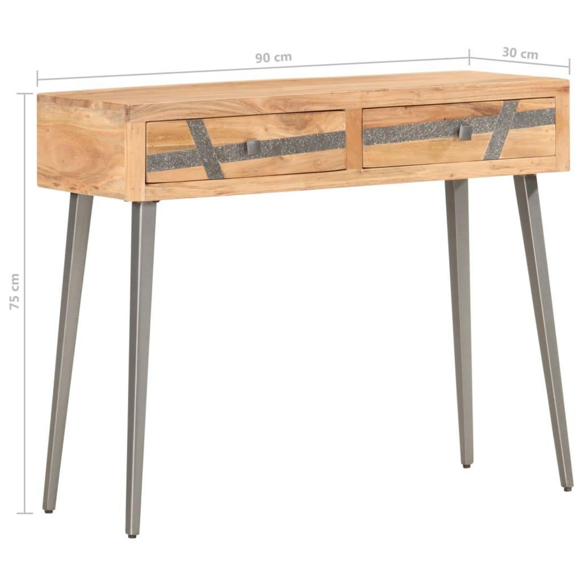 VIDAXL Table console 90 x 30 x 75 cm Bois d'acacia massif