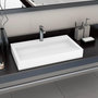 Voir la diapositive 1 : VIDAXL Lavabo 80x46x11 cm Fonte minerale/marbre Blanc