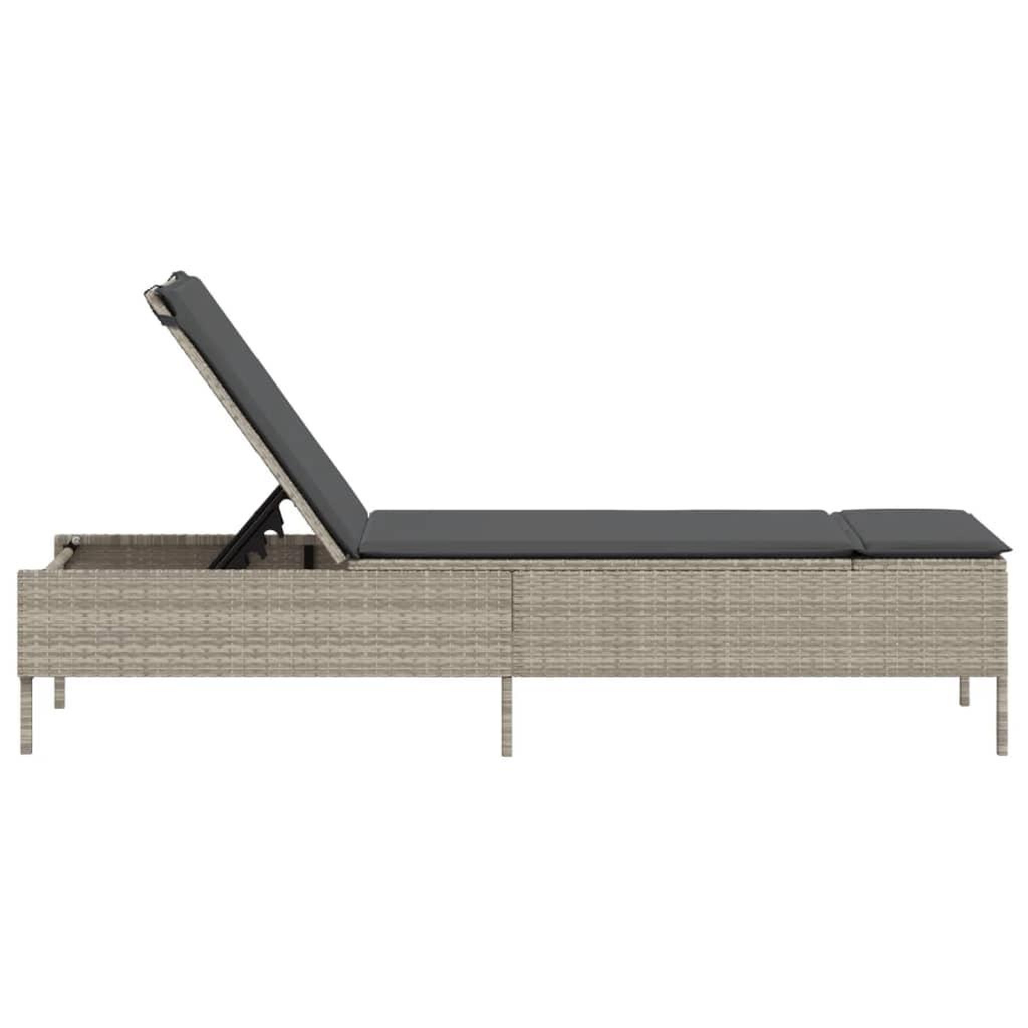 Voir la diapositive 5 : VIDAXL Chaise longue avec coussin gris clair resine tressee