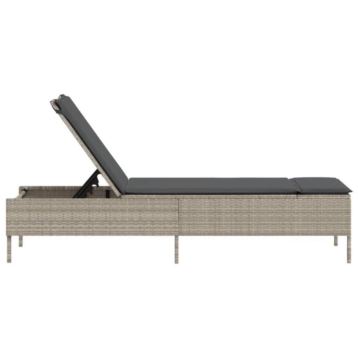 VIDAXL Chaise longue avec coussin gris clair resine tressee