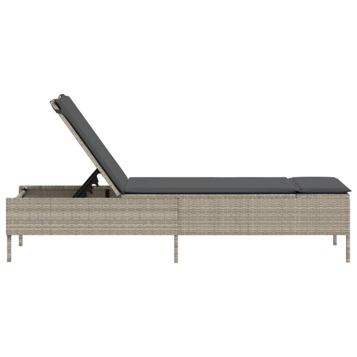 VIDAXL Chaise longue avec coussin gris clair resine tressee