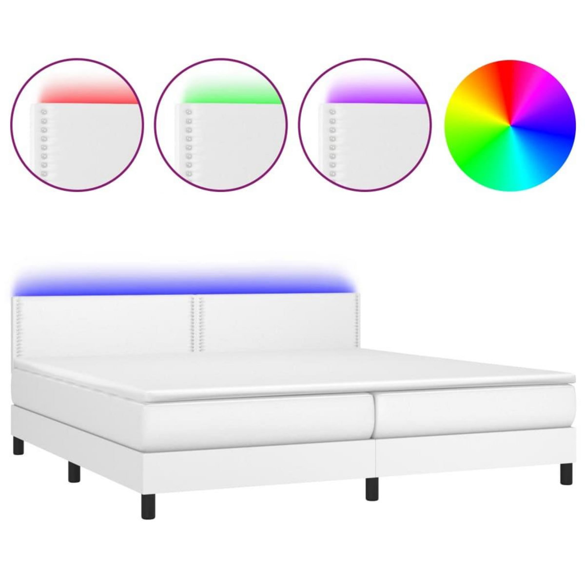 VIDAXL Sommier a lattes de lit avec matelas et LED Blanc 200x200 cm