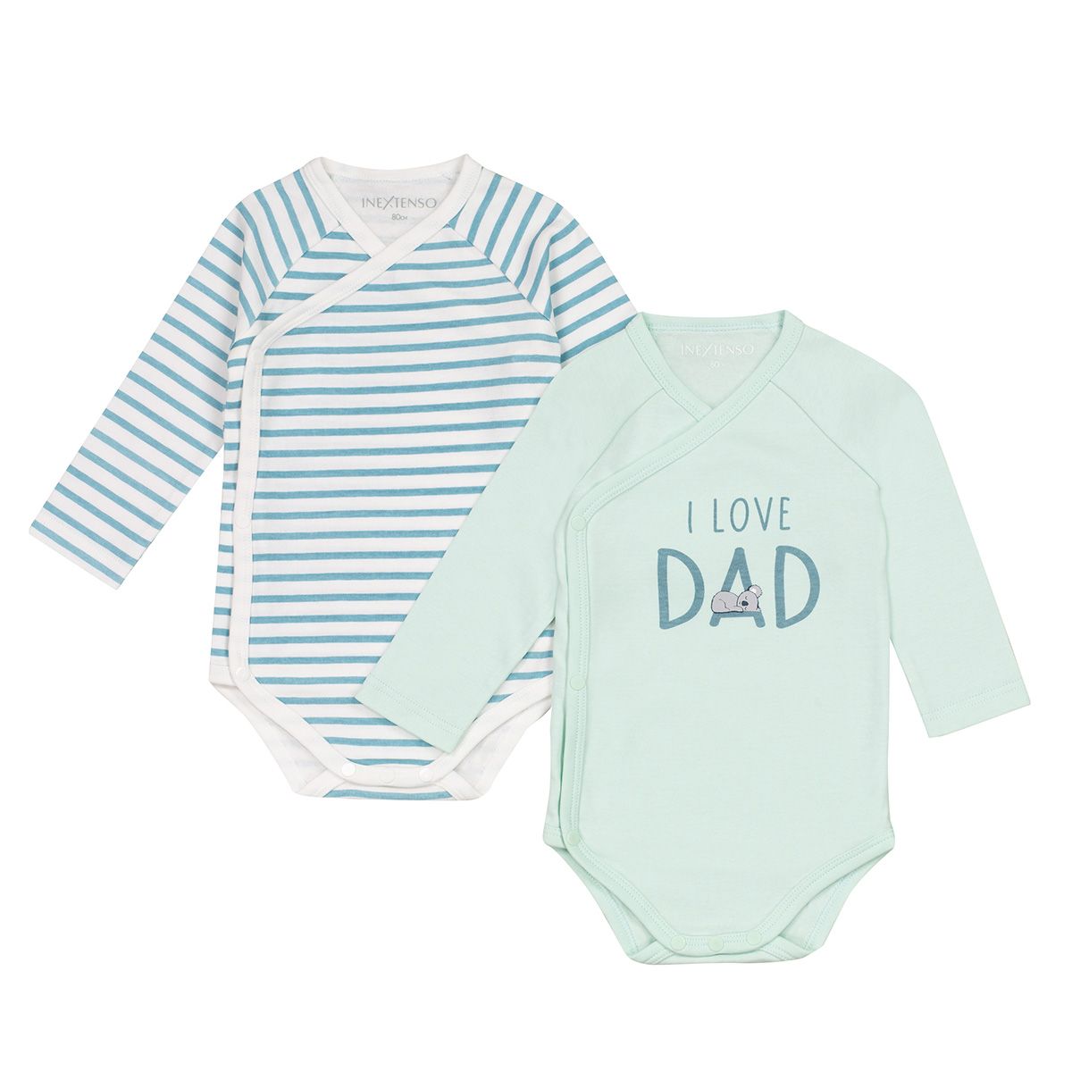 INEXTENSO Lot de 2 bodies de naissance i love dad bébé