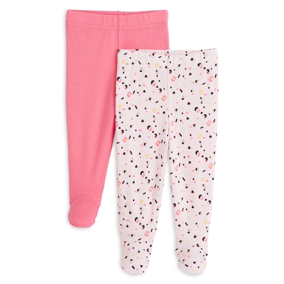 IN EXTENSO Lot de 2 pantalons de naissance à pieds bébé fille