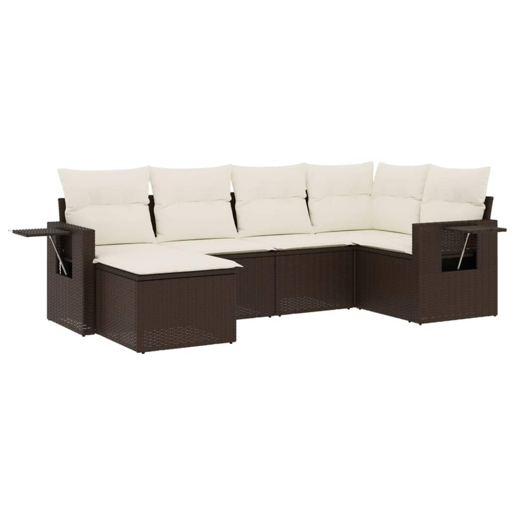 Voir la diapositive 2 : VIDAXL Salon de jardin avec coussins 6 pcs marron resine tressee
