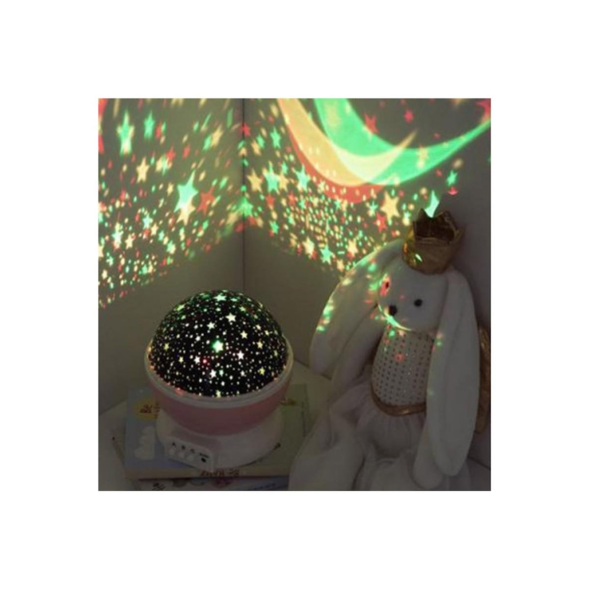 Atmosphera Kids Veilleuse Projecteur Rotative  Etoile  14cm Rose