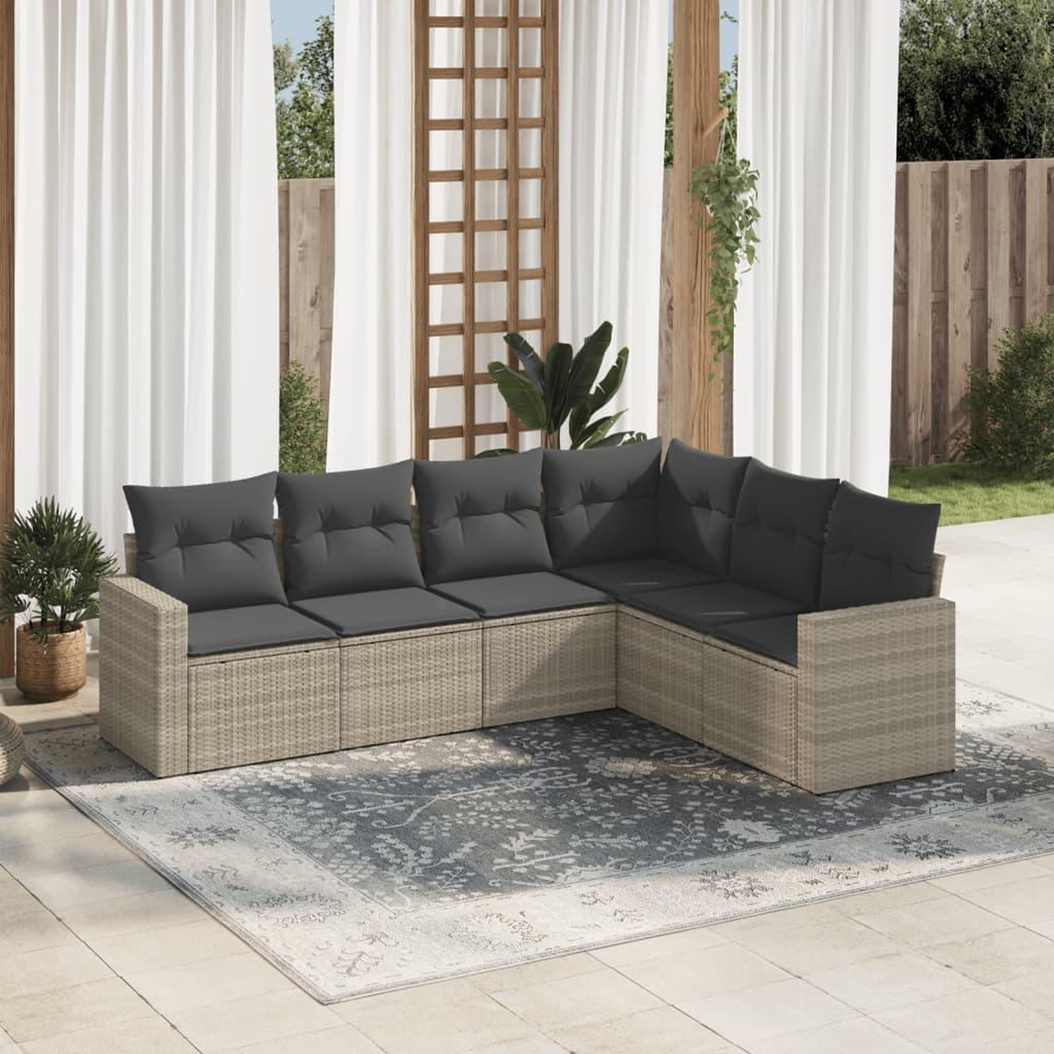 VIDAXL Salon de jardin 6 pcs avec coussins gris clair resine tressee