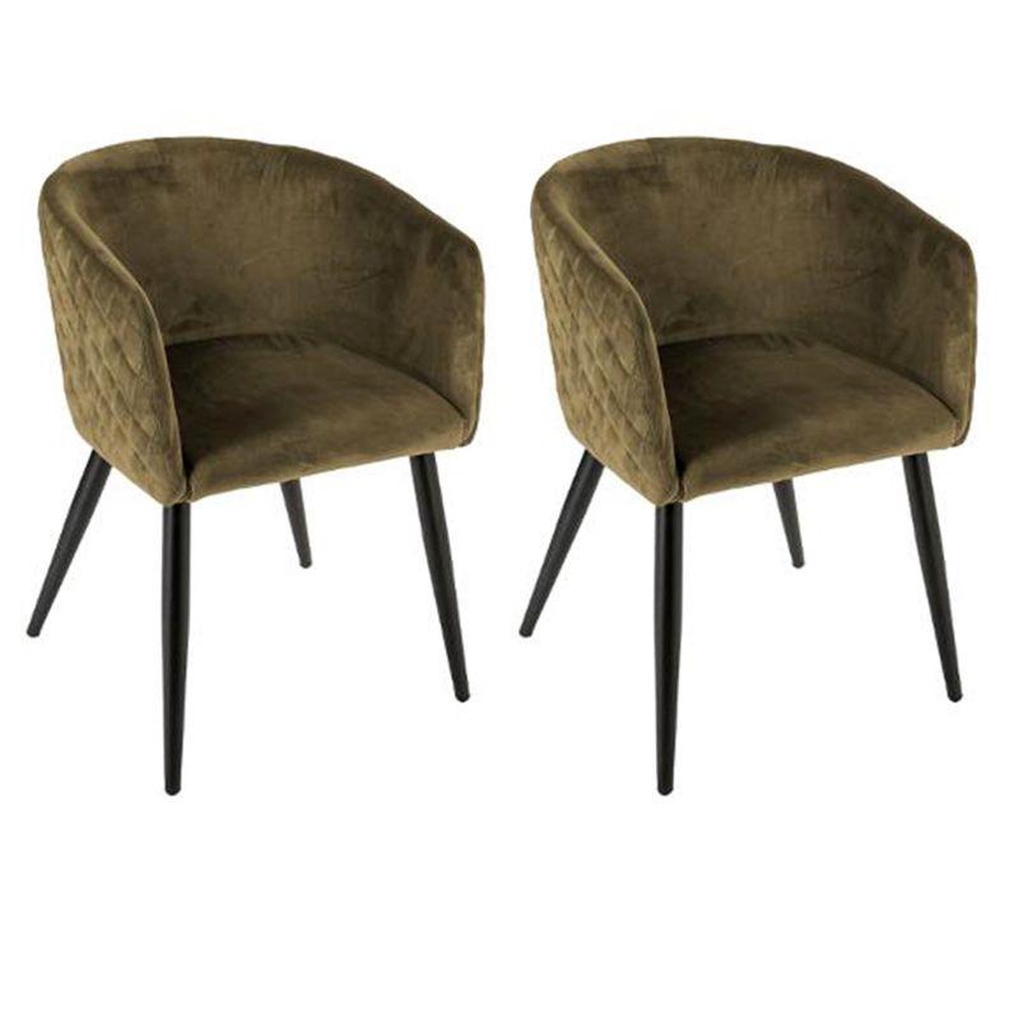 Voir la diapositive 1 :  Lot de 2 Fauteuils Design Velours  Marlo  76cm Kaki