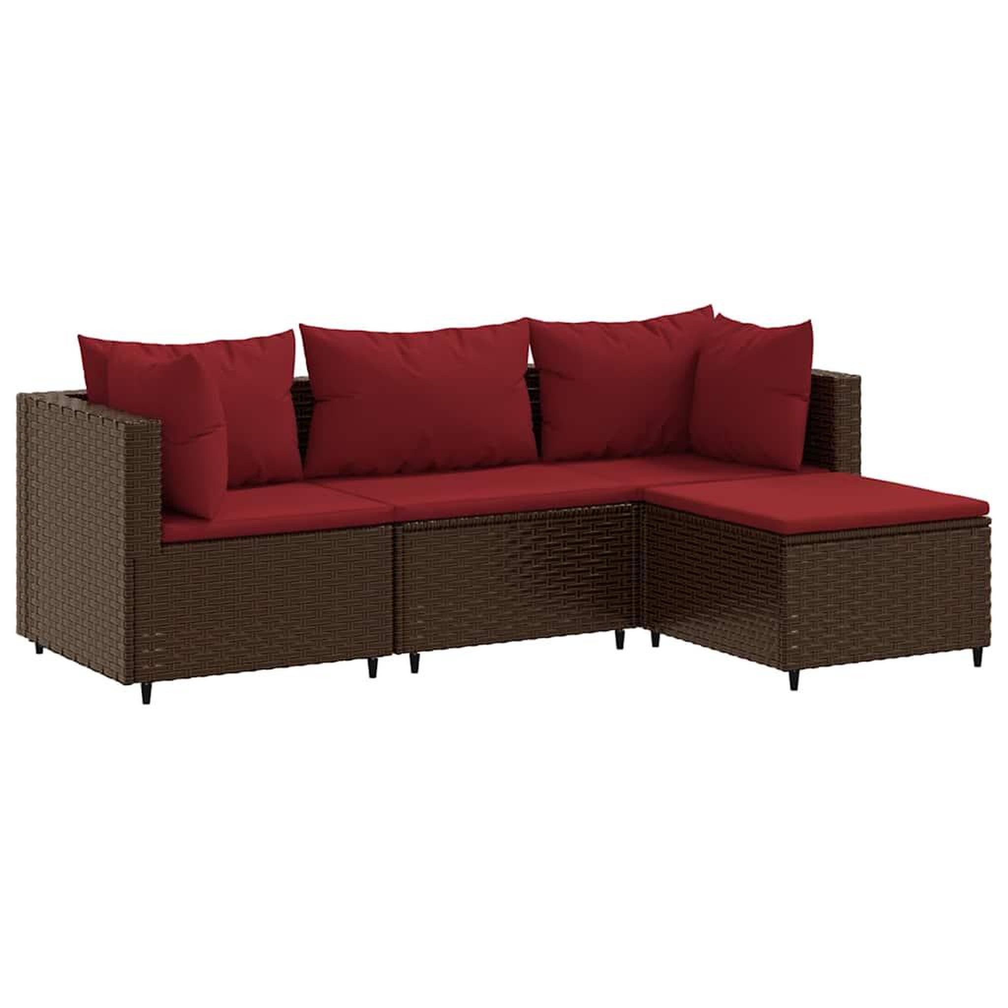 Voir la diapositive 2 : VIDAXL Salon de jardin 4 pcs avec coussins Marron Resine tressee