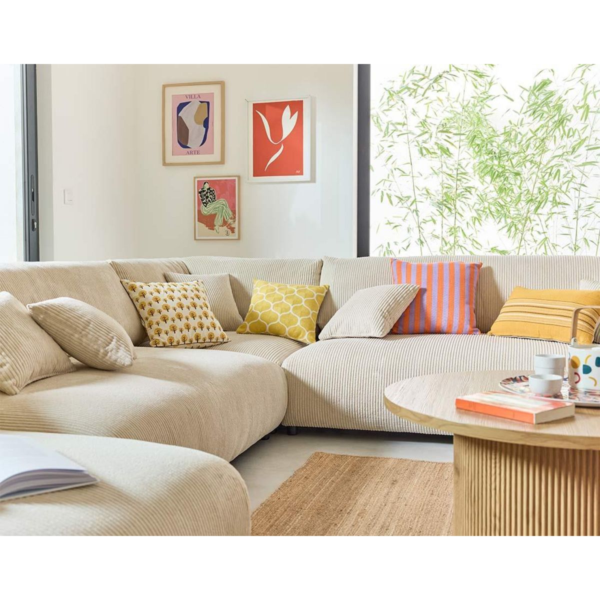 LISA DESIGN Garance - canapé modulable d'angle droit - 8 places - en velours côtelé