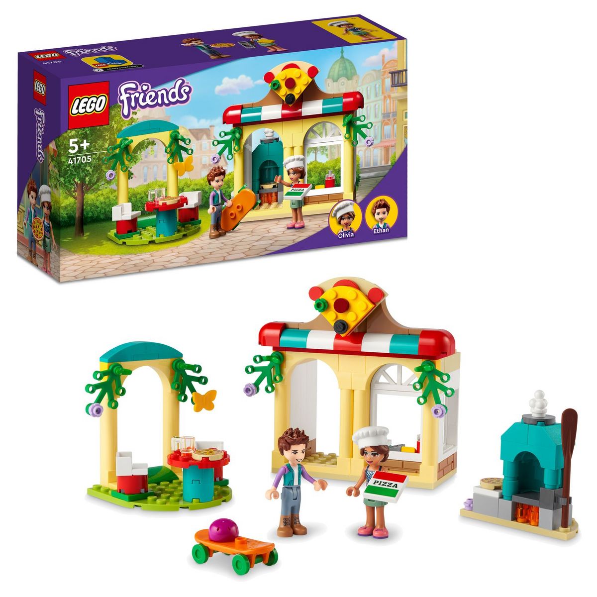 LEGO  Friends 41705 Pizzeria Heartlake City, Jouet de Construction de Restaurant, Inclut la Mini-Poupée Olivia