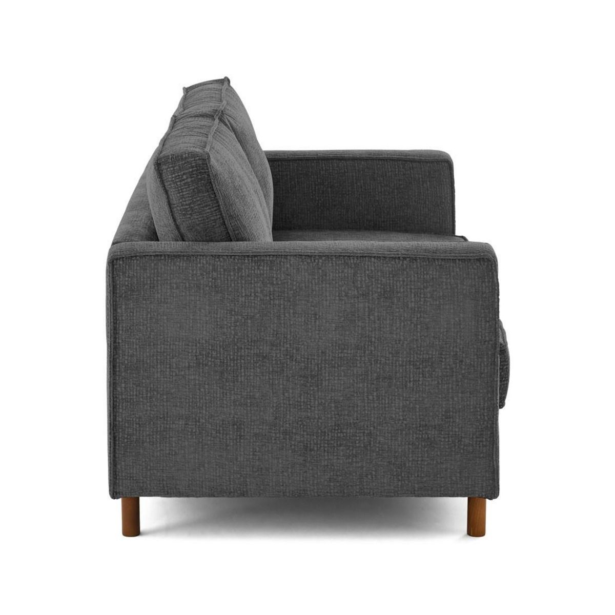 LISA DESIGN Jake - canapé droit 2 places en tissu velours relief - pieds en bois foncé