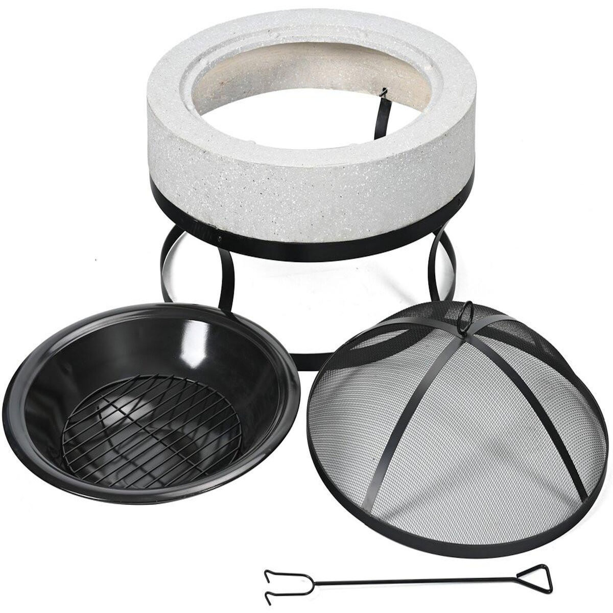 Habitat et Jardin Brasero barbecue en pierre  Torro  - 70 x 70 x 49 cm - Blanc