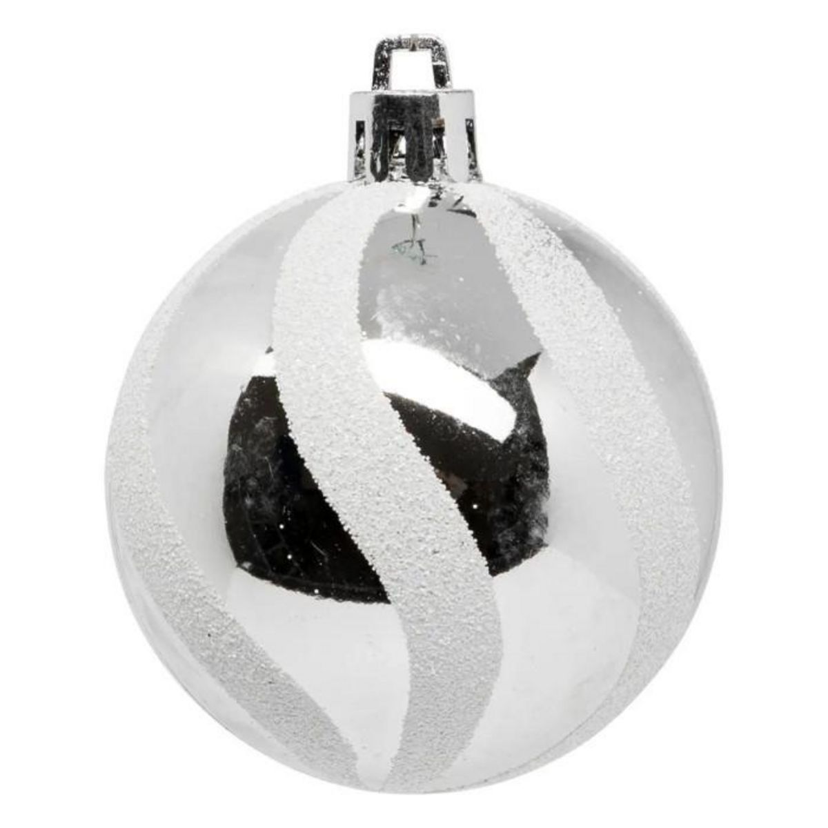 ATMOSPHERA Lot de 25 Boules de Noël  Maison des Couleurs  6cm Argent & Blanc