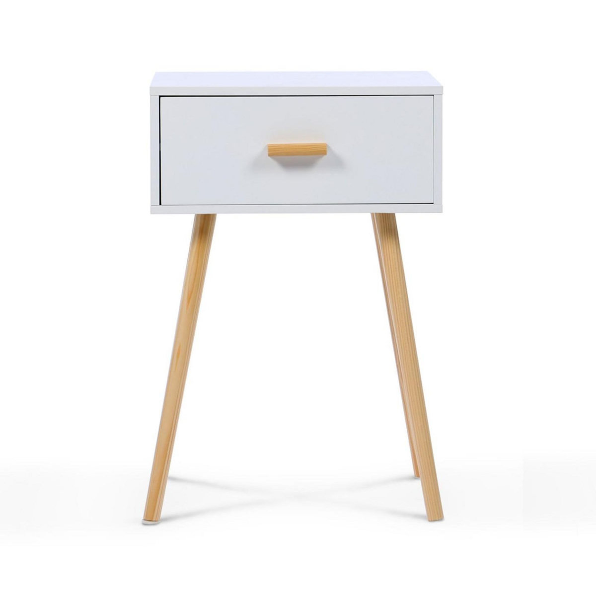 ID MARKET Lot de 2 tables de chevet EIYA scandinaves 1 tiroir bois blanc