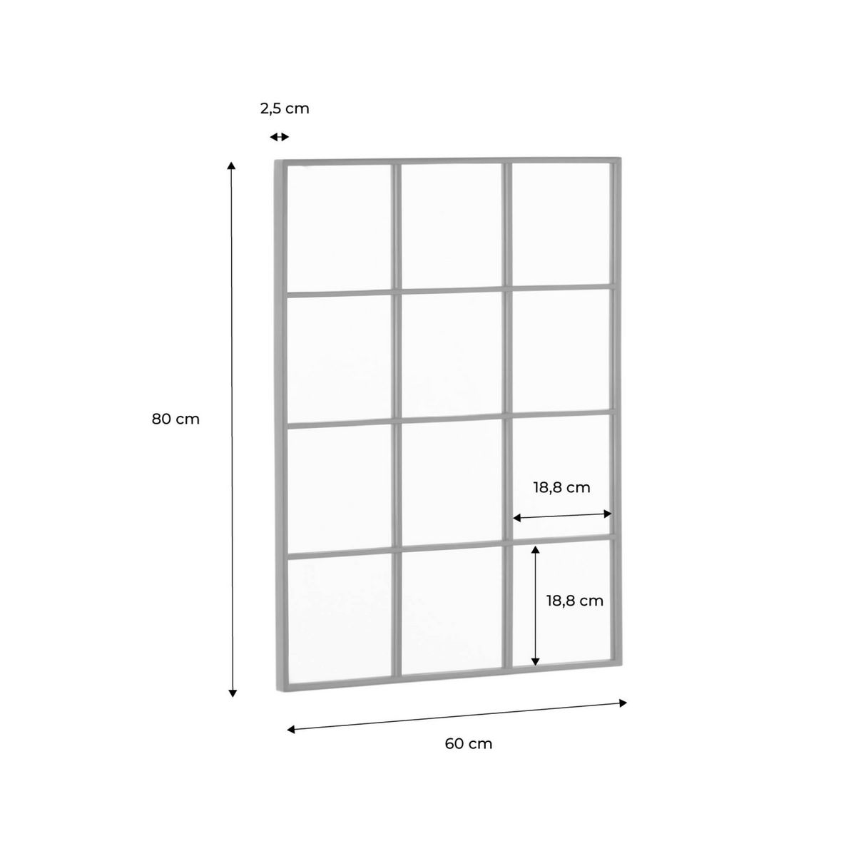 SWEEEK Miroir rectangulaire industriel acier noir - 3 tailles possibles - Terry