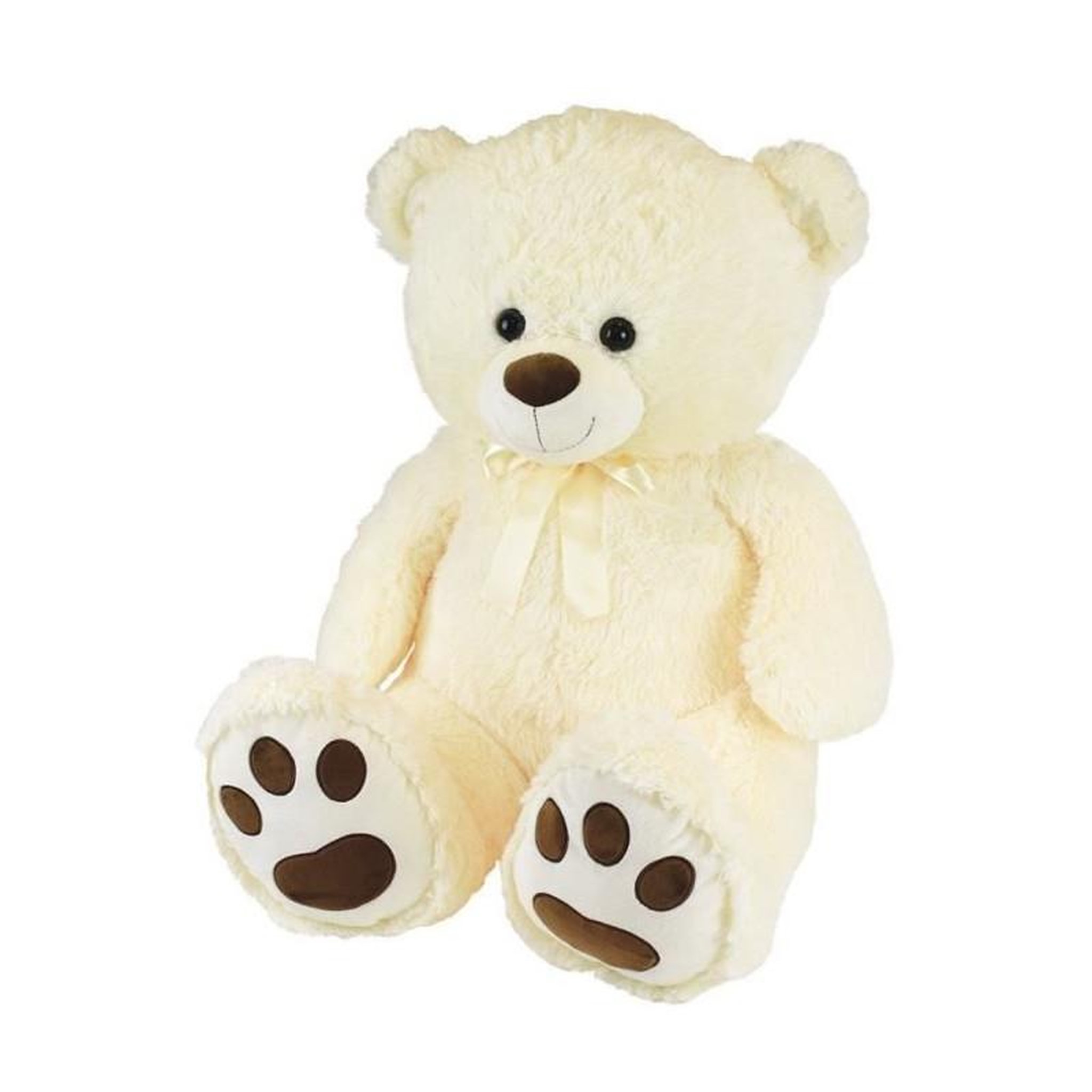 Voir la diapositive 1 : JEMINI Ours Creme en Peluche avec Noeud +/- 100 cm - PLANET PLUCH - Grand ours creme de 1 metre, irrésistiblement doux.