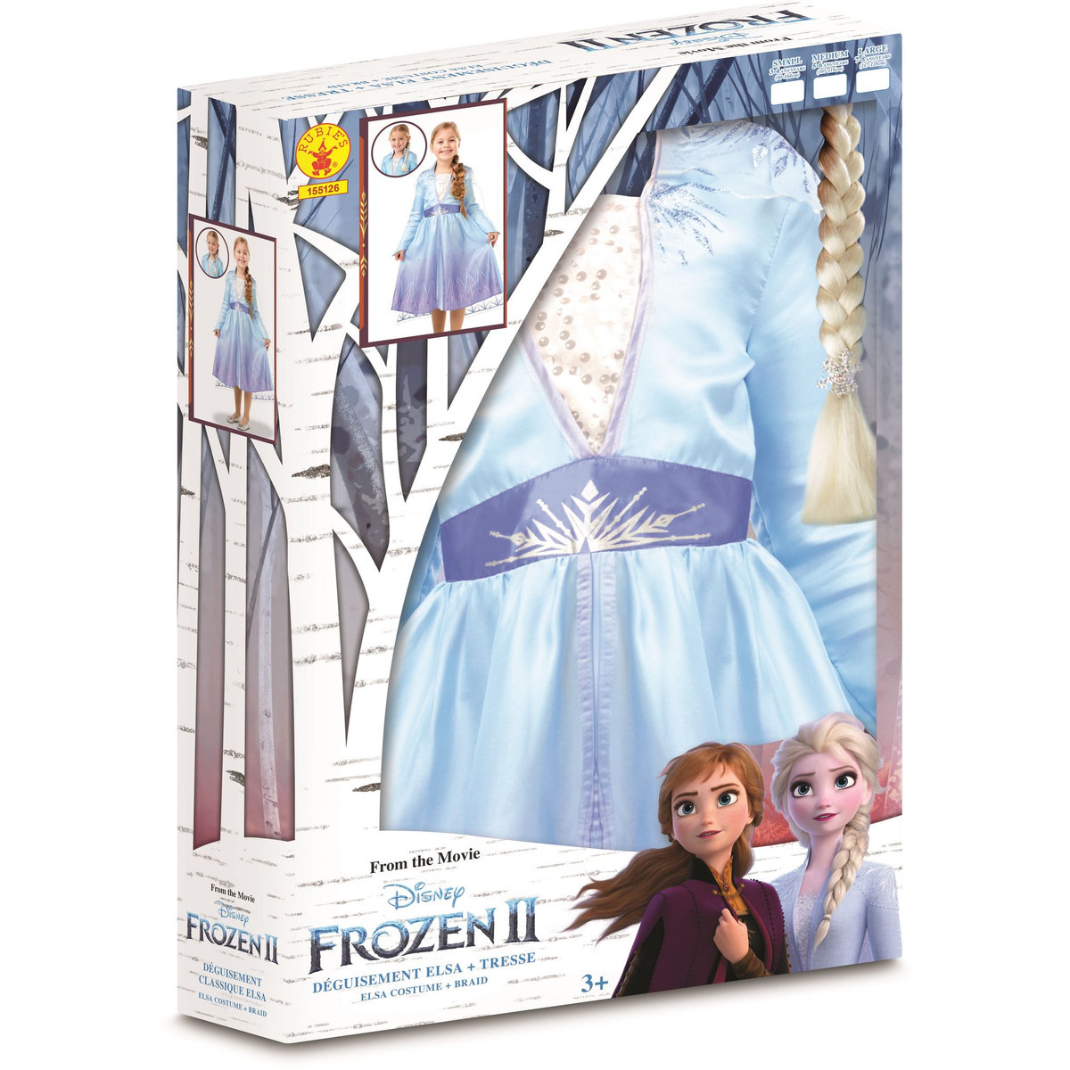 RUBIES Panoplie déguisement + tresse Elsa taille 5/6 ans - La reine des neiges