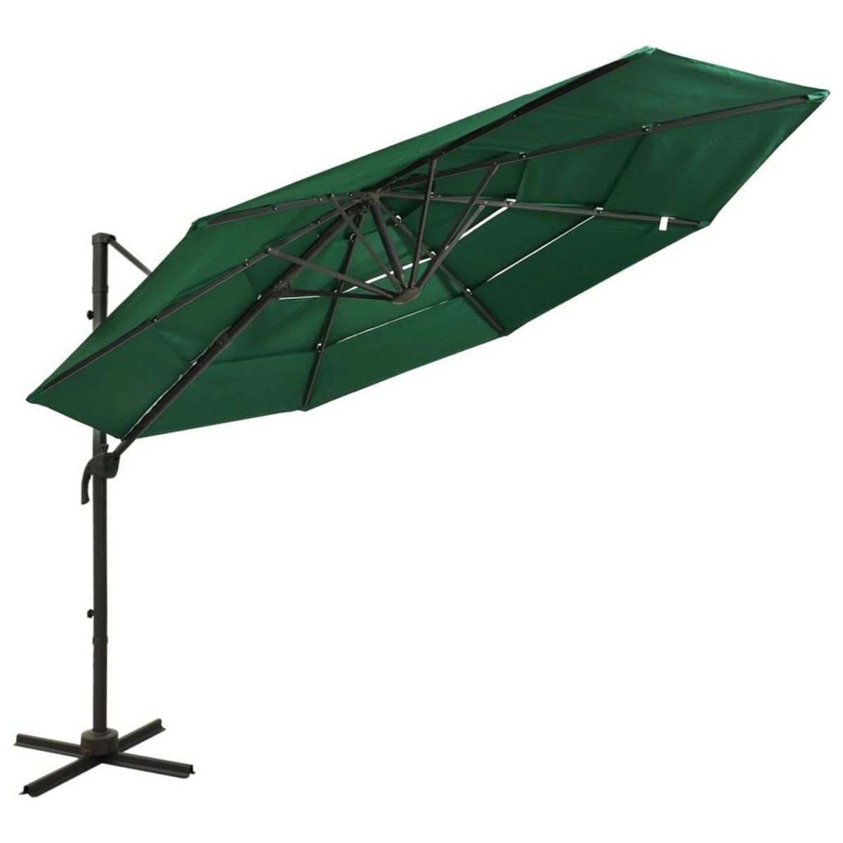VIDAXL Parasol de jardin a 4 niveaux avec mat en aluminium vert 3x3 m
