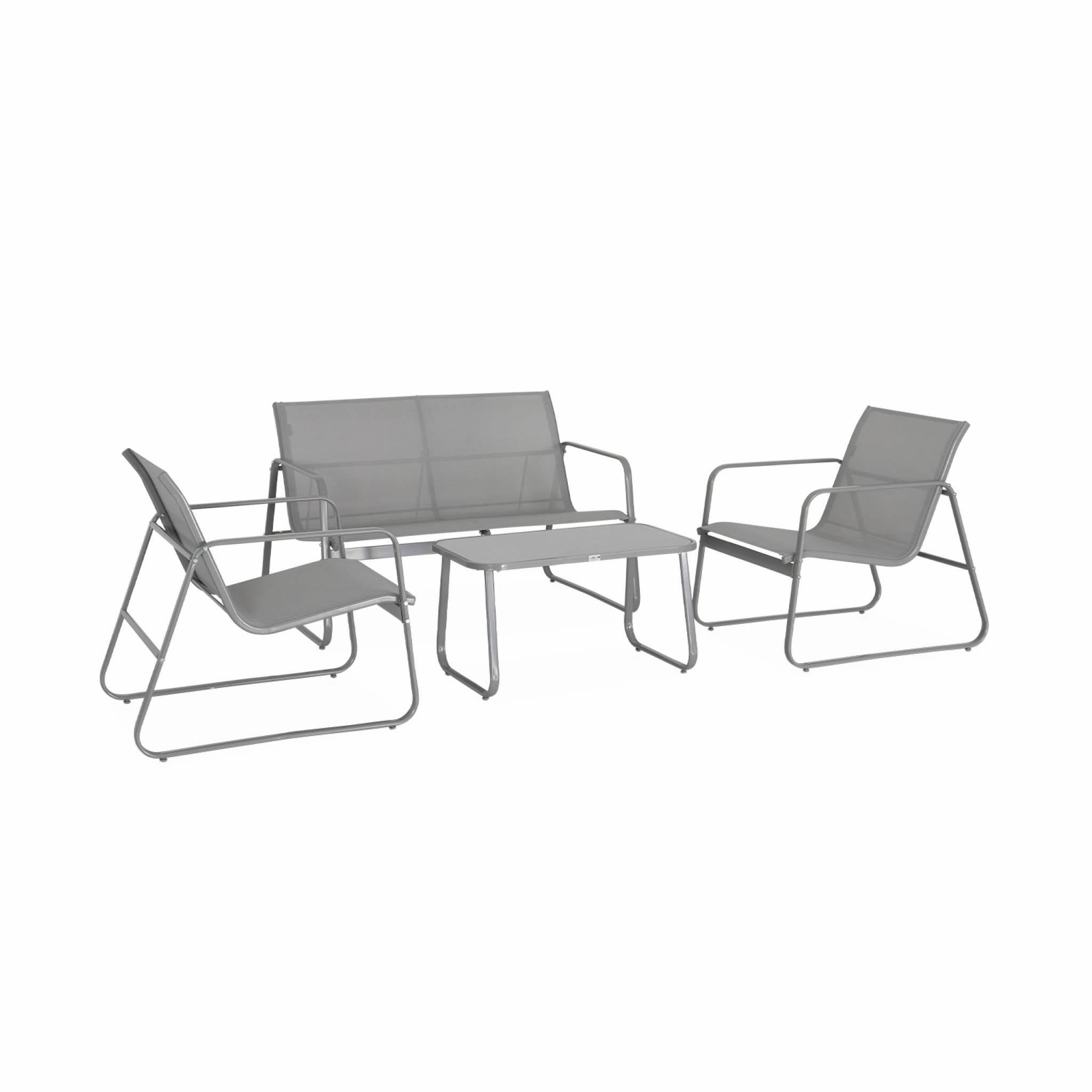 Voir la diapositive 1 : SWEEEK Salon de jardin en métal  et textilène pour 4 personnes, design