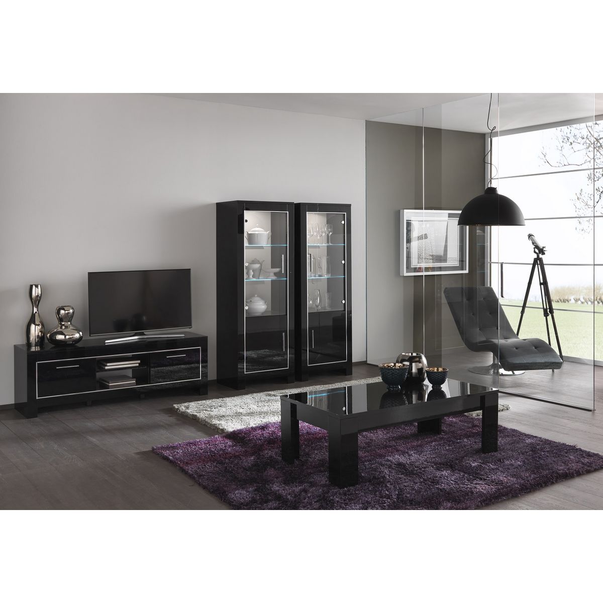 Vitrine design 1 porte laquée brillante L112cm MILANO