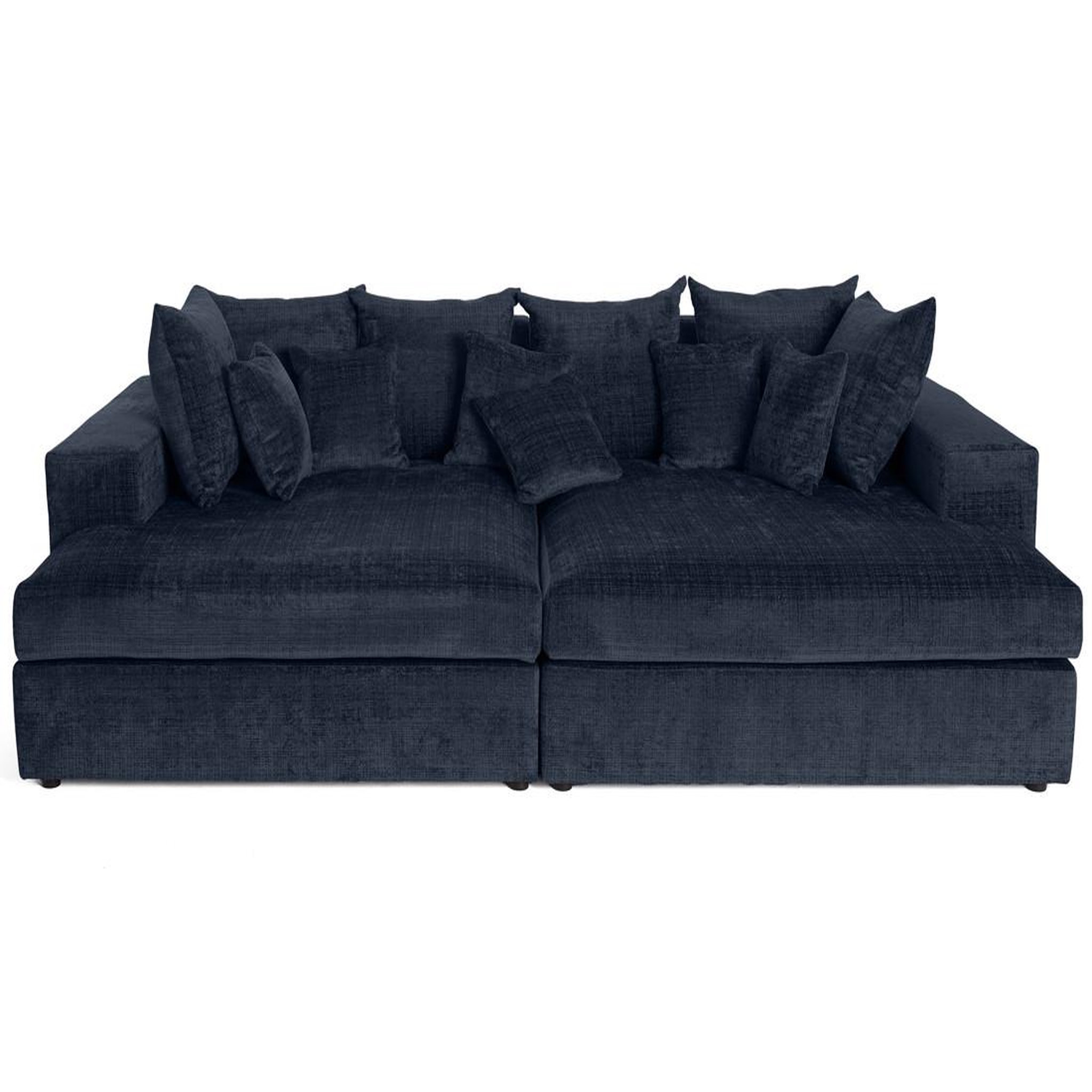 Voir la diapositive 1 : BEST MOBILIER Collins - canapé droit 4 places avec double méridienne - assise profonde - en velours texturé