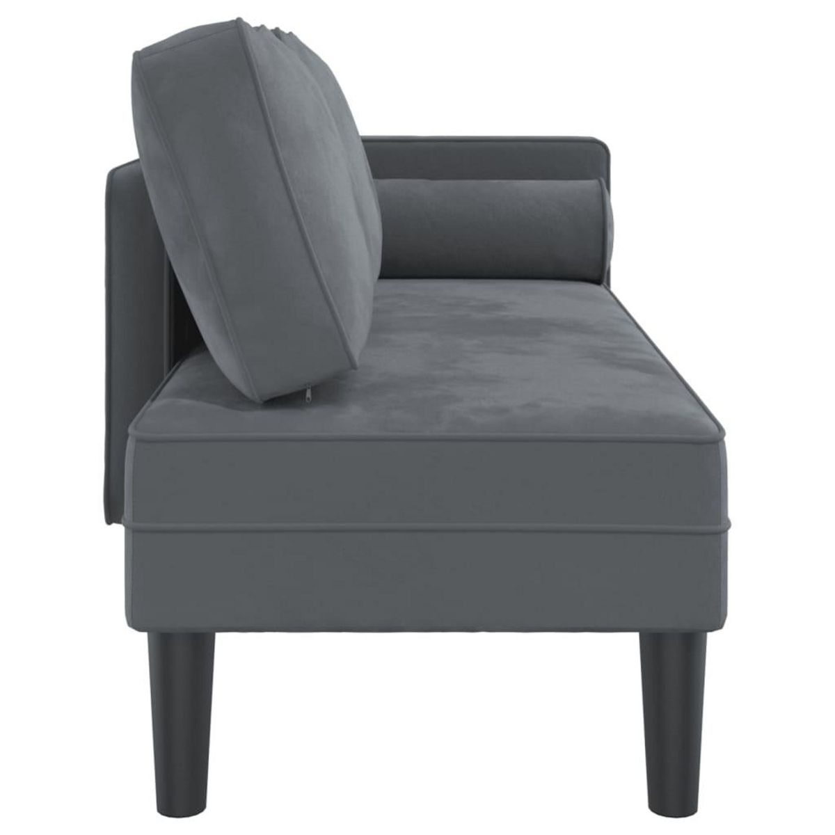 VIDAXL Chaise longue avec coussins gris fonce velours