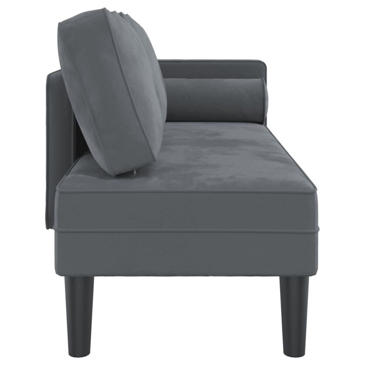VIDAXL Chaise longue avec coussins gris fonce velours
