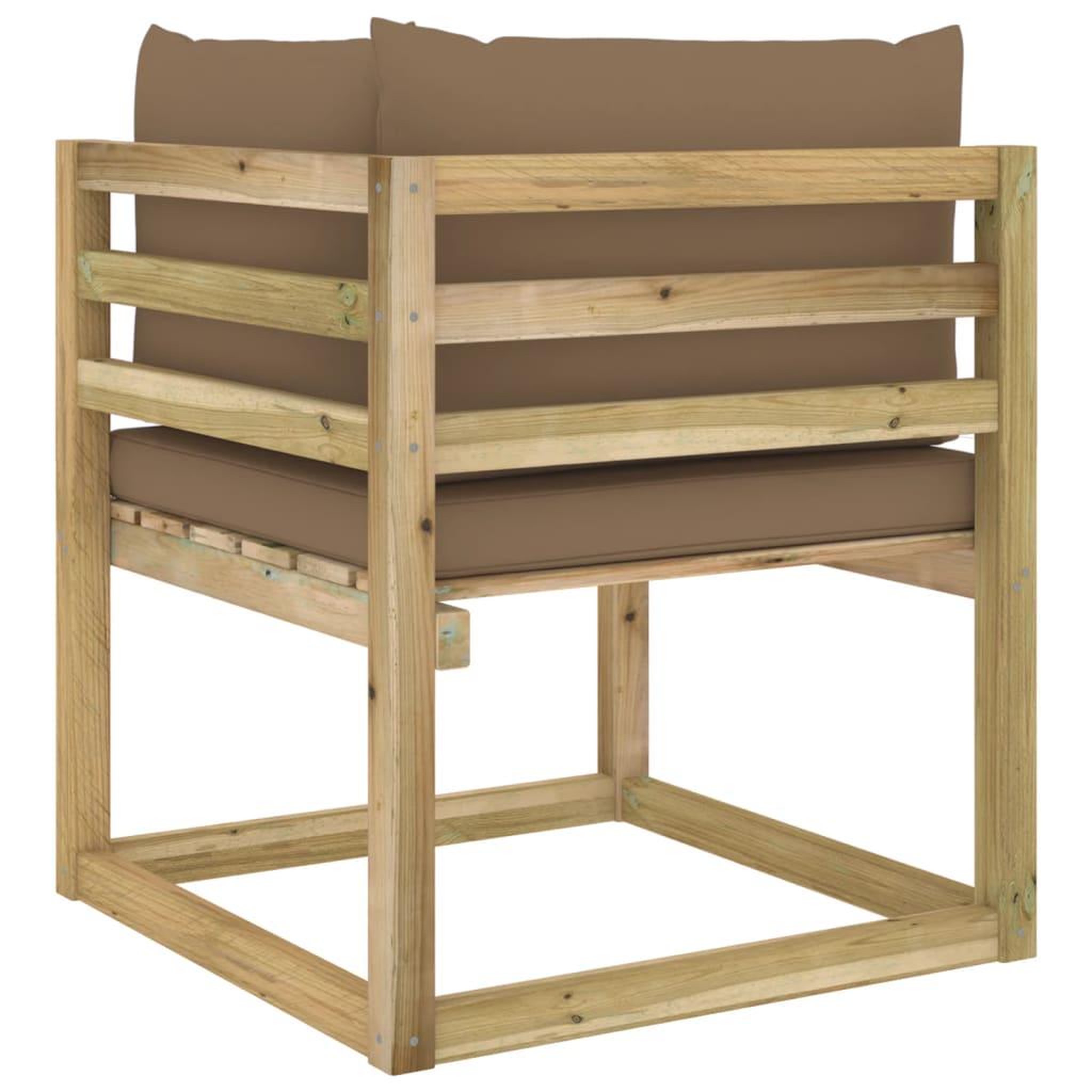 Voir la diapositive 5 : VIDAXL Canape d'angle de jardin avec coussins Bois impregne de vert